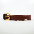 CELINE Old Logo 90s Vintage Leather Belt, Brown with Gold Buckle, M12, Made in Italy