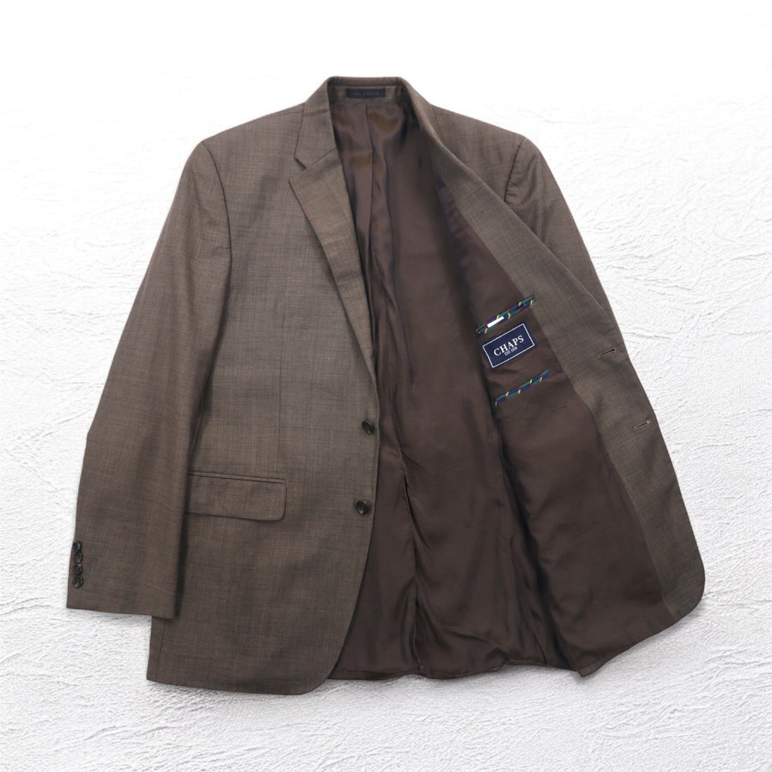 CHAPS 2B Tailored Jacket Suit L Brown Wool