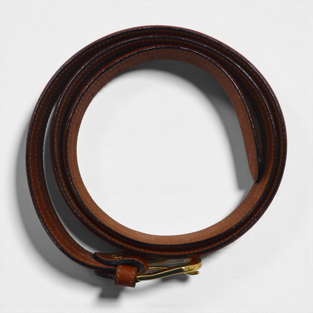 CELINE Old Logo 90s Vintage Leather Belt, Brown with Gold Buckle, M12, Made in Italy
