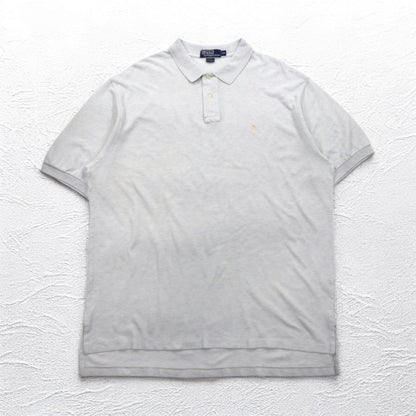 Polo by Ralph Lauren 90s Polo Shirt 2XL Grey Pique Small Pony Embroidery Big Size