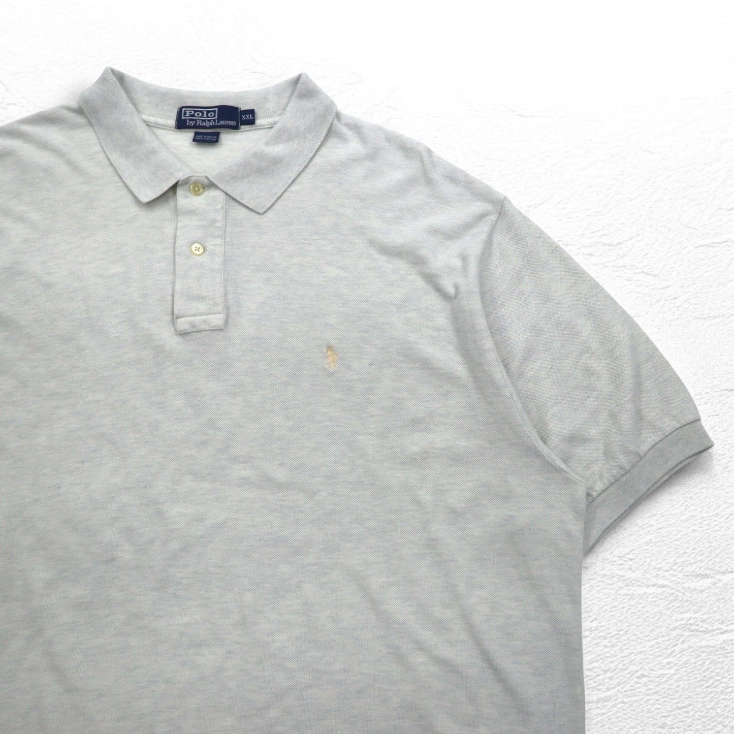 Polo by Ralph Lauren 90s Polo Shirt 2XL Grey Pique Small Pony Embroidery Big Size
