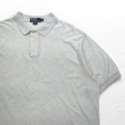 Polo by Ralph Lauren 90s Polo Shirt 2XL Grey Pique Small Pony Embroidery Big Size
