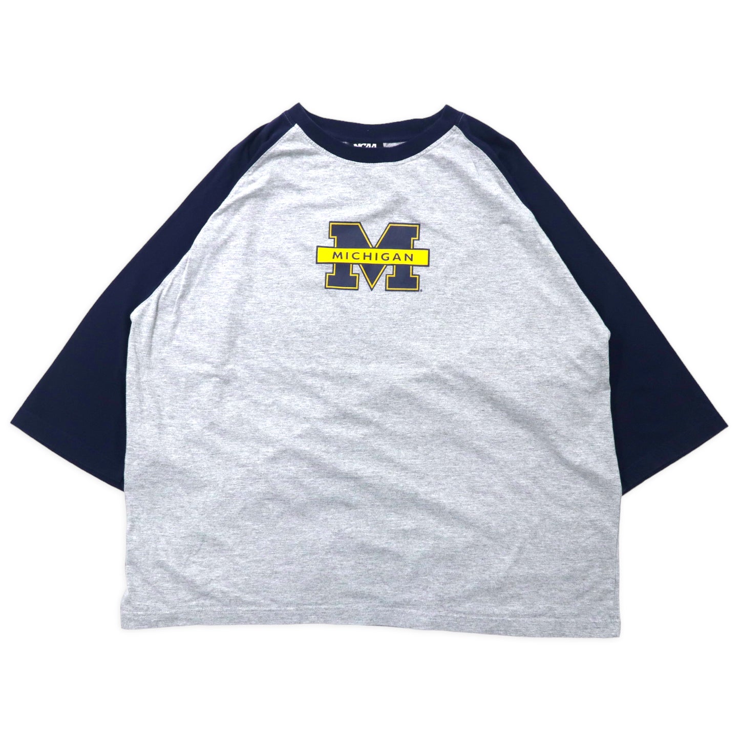 NCAA BY KA INC. カレッジプリント ラグランTシャツ 2XL グレー コットン MICHIGAN ビッグサイズ