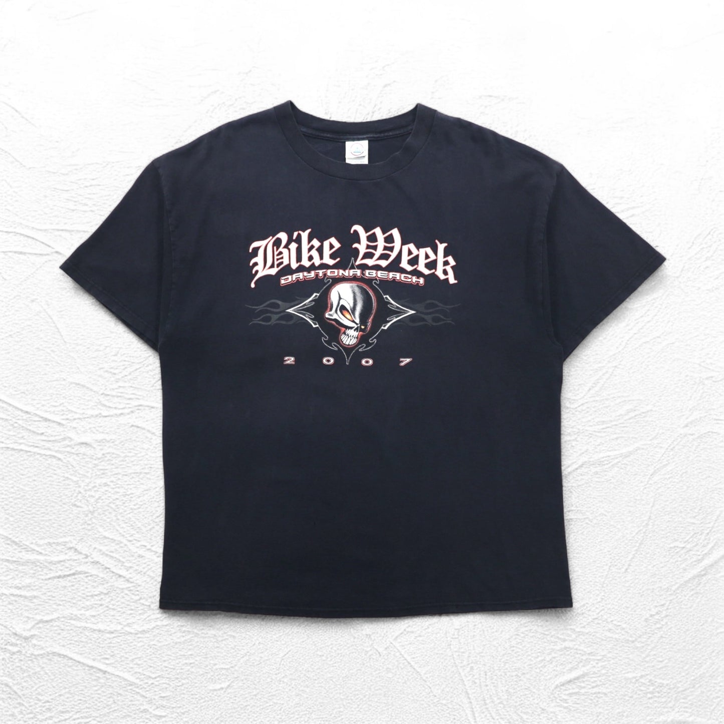 DELTA 00年代 KNIT IN USA スカル プリント PRO WEIGHT Tシャツ XL ブラック 両面プリント Bike Week