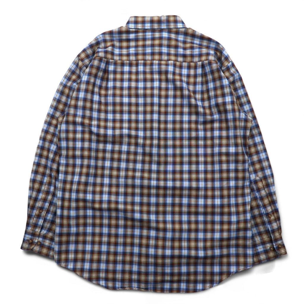 PENDLETON Wool Check Button-Down Shirt, L, Blue, Brown, Made in Mexico