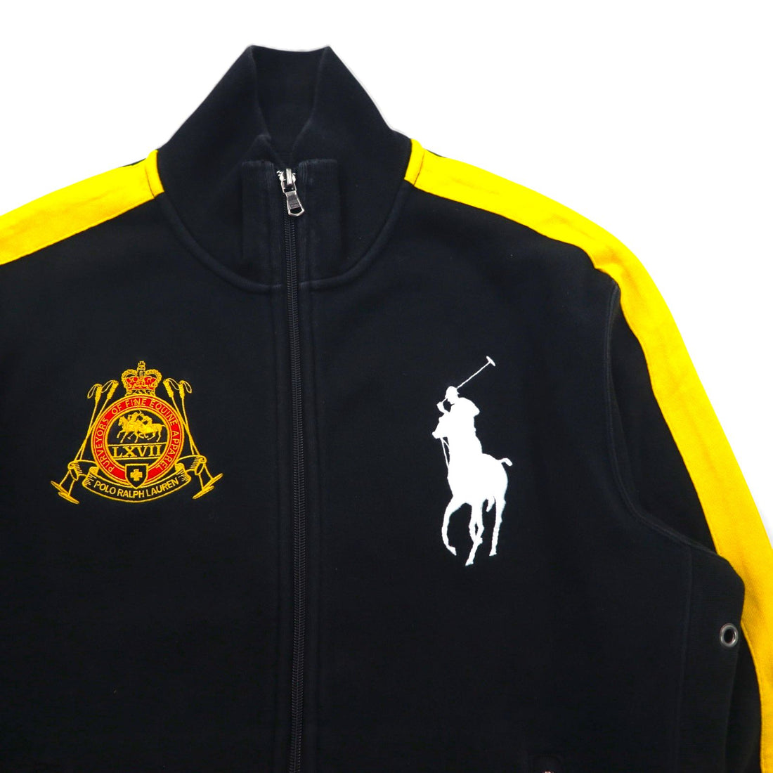 Polo Ralph Lauren 90年代 ビッグポニー 刺繍 リバースウィーブ スウェット トラックジャケット ジャージ M ブラック