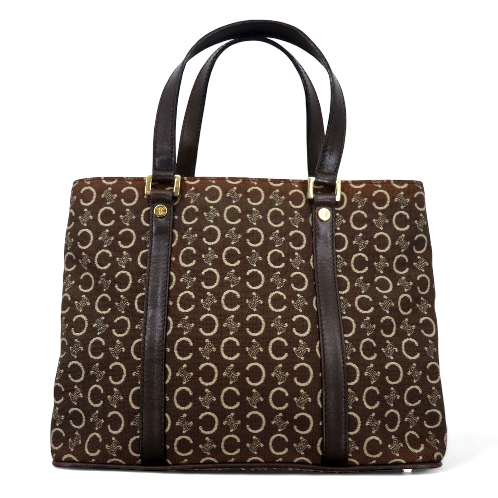 日本然リトテ-古着オンライン-CELINE イタリア製 オールド Cマカダム ハンドバッグ トートバッグ ブラウン キャンバス 総柄 CE00-CELINE Italy Made Vintage C Macadam Handbag Tote Bag Brown Canvas patterned CE00