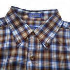 PENDLETON Wool Check Button-Down Shirt, L, Blue, Brown, Made in Mexico