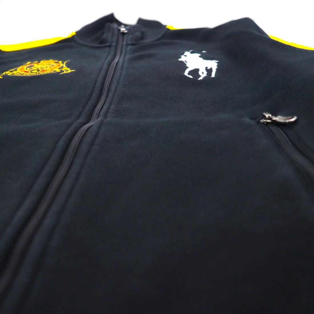 Polo Ralph Lauren 90年代 ビッグポニー 刺繍 リバースウィーブ スウェット トラックジャケット ジャージ M ブラック