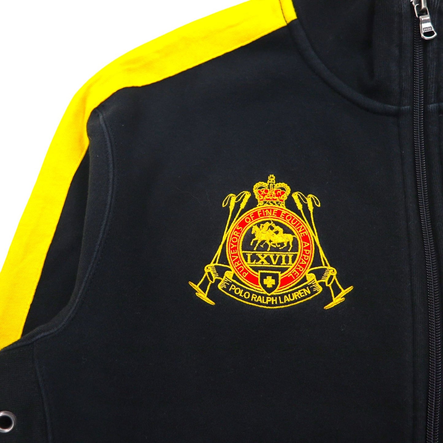 Polo Ralph Lauren 90s Big Pony Embroidered Reverse Weave Track Jacket, Size M, Black