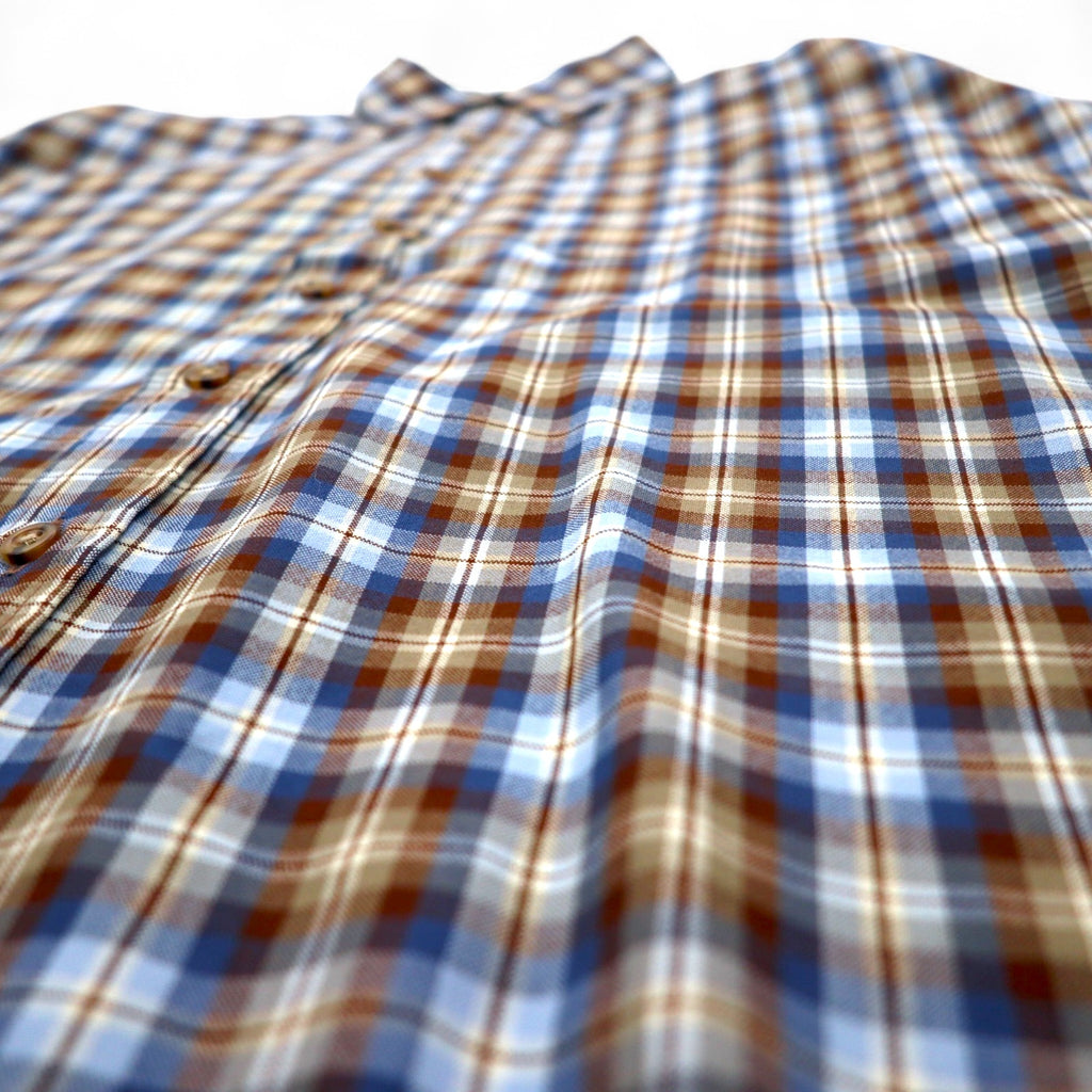 PENDLETON Wool Check Button-Down Shirt, L, Blue, Brown, Made in Mexico