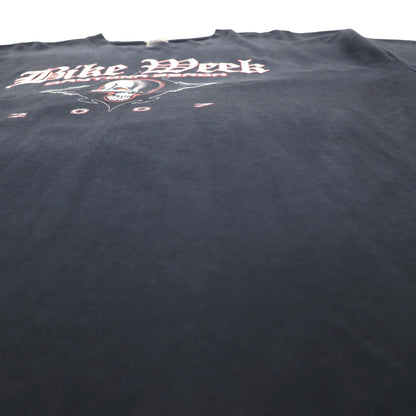 DELTA 00年代 KNIT IN USA スカル プリント PRO WEIGHT Tシャツ XL ブラック 両面プリント Bike Week