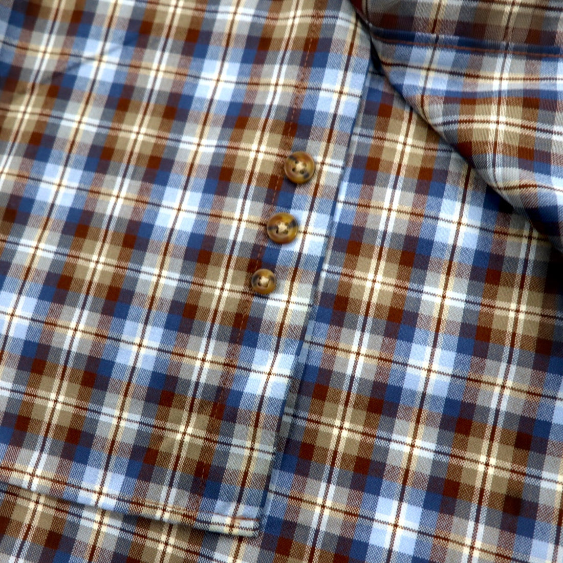 PENDLETON Wool Check Button-Down Shirt, L, Blue, Brown, Made in Mexico