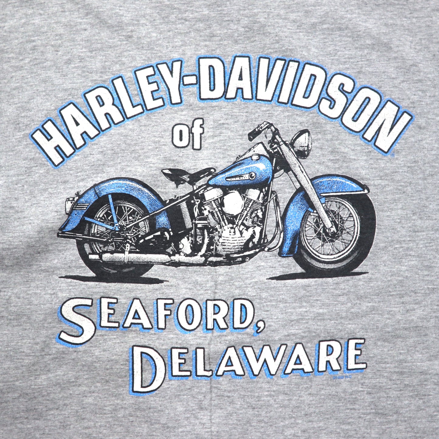 HARLEY DAVIDSON USA製 90年代 ロングスリーブTシャツ ロンT XL グレー コットン 両面プリント 袖ファイヤーパターン SEAFORD DELAWARE バイク Hanes BEEFY-T ビッグサイズ