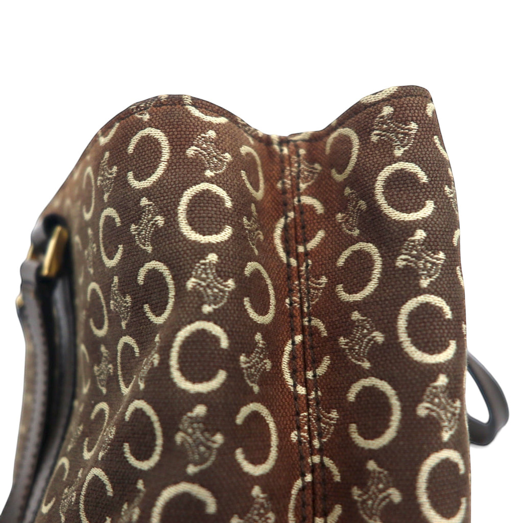 CELINE Made in Italy Old C Macadam Handbag Tote Bag Brown Canvas All-over Pattern CE00