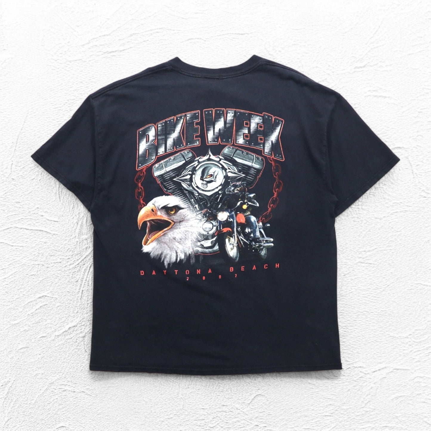 DELTA 00年代 KNIT IN USA スカル プリント PRO WEIGHT Tシャツ XL ブラック 両面プリント Bike Week