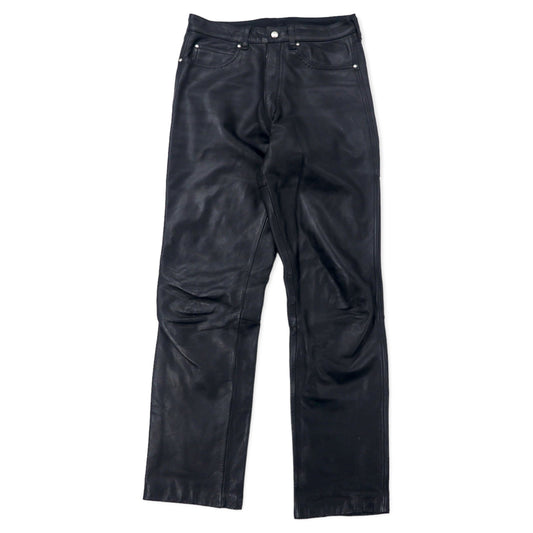 日本然リトテ-古着オンライン-BLACK ROOSTER レザーパンツ 50 ブラック ジッパーフライ-BLACK ROOSTER Leather Pants 50 Black Zipper Fly