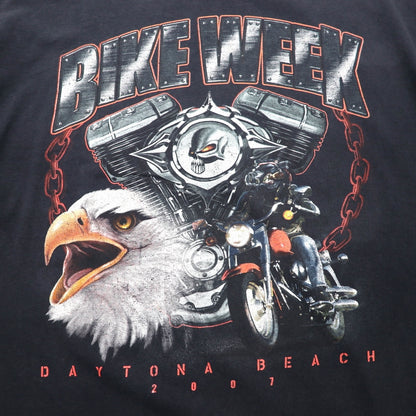 DELTA 00年代 KNIT IN USA スカル プリント PRO WEIGHT Tシャツ XL ブラック 両面プリント Bike Week