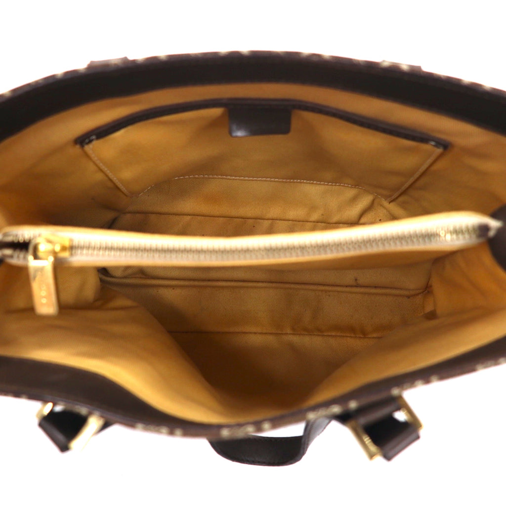 CELINE Made in Italy Old C Macadam Handbag Tote Bag Brown Canvas All-over Pattern CE00