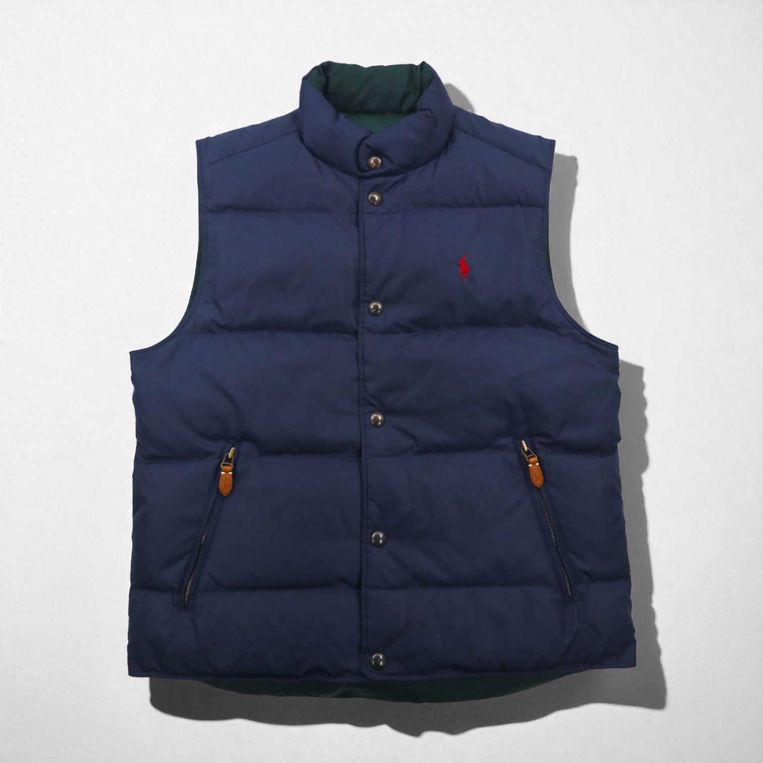 Polo Ralph Lauren 90s Reversible Down Vest, Size M, Navy, Small Pony Embroidery