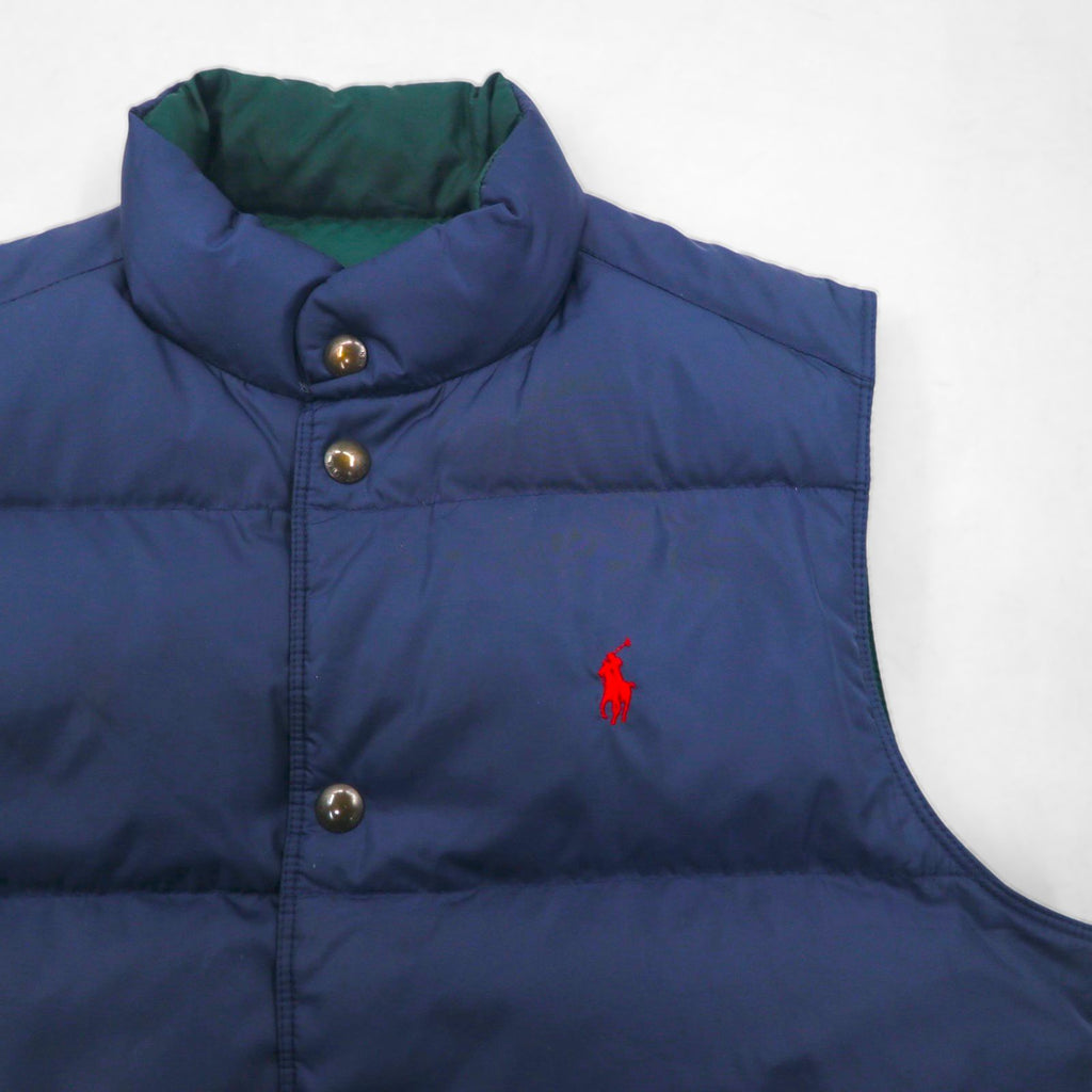 Polo Ralph Lauren 90s Reversible Down Vest, Size M, Navy, Small Pony Embroidery