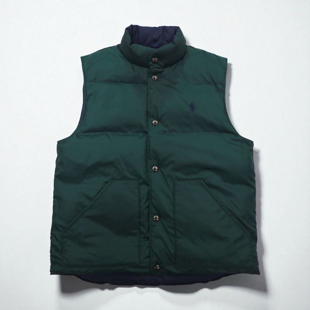 Polo Ralph Lauren 90s Reversible Down Vest, Size M, Navy, Small Pony Embroidery