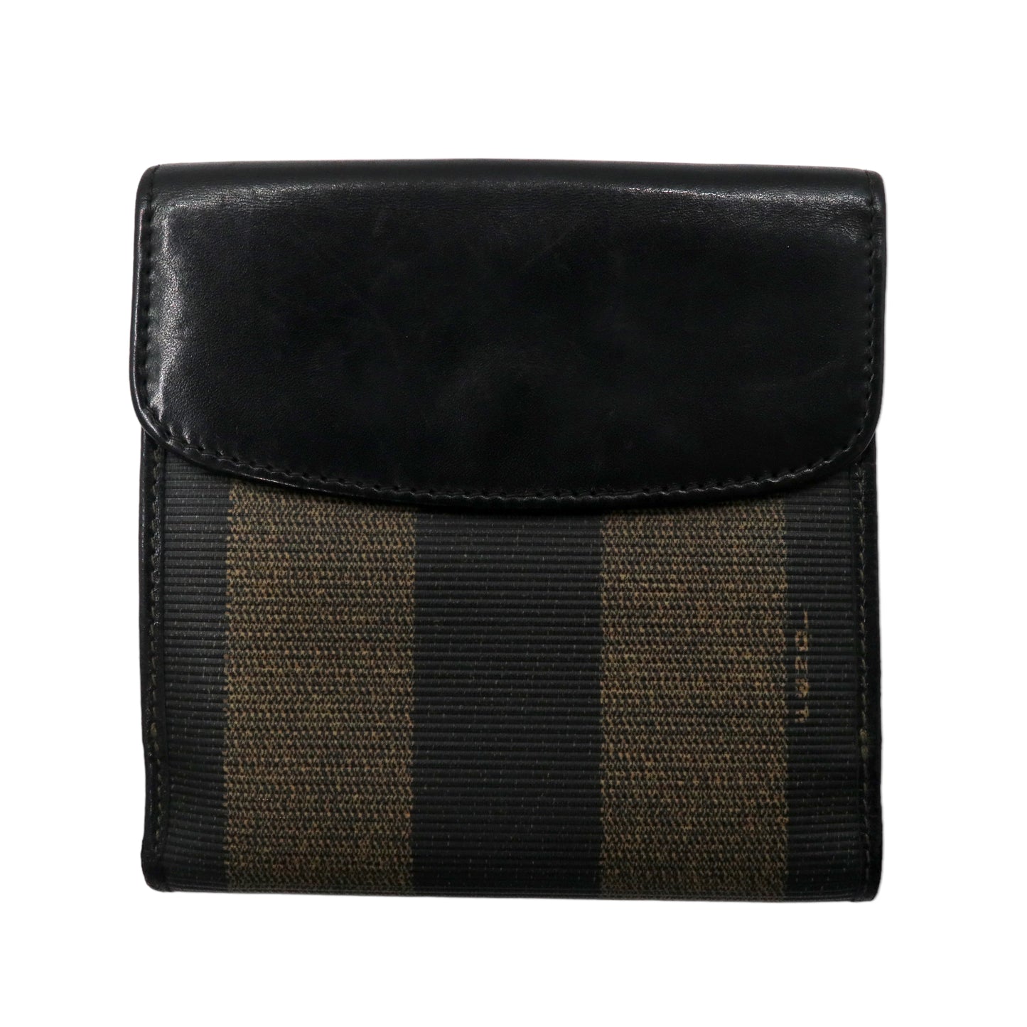 FENDI FOLDING WALLET Compact Wallet Pecan Pattern Black KHAKI