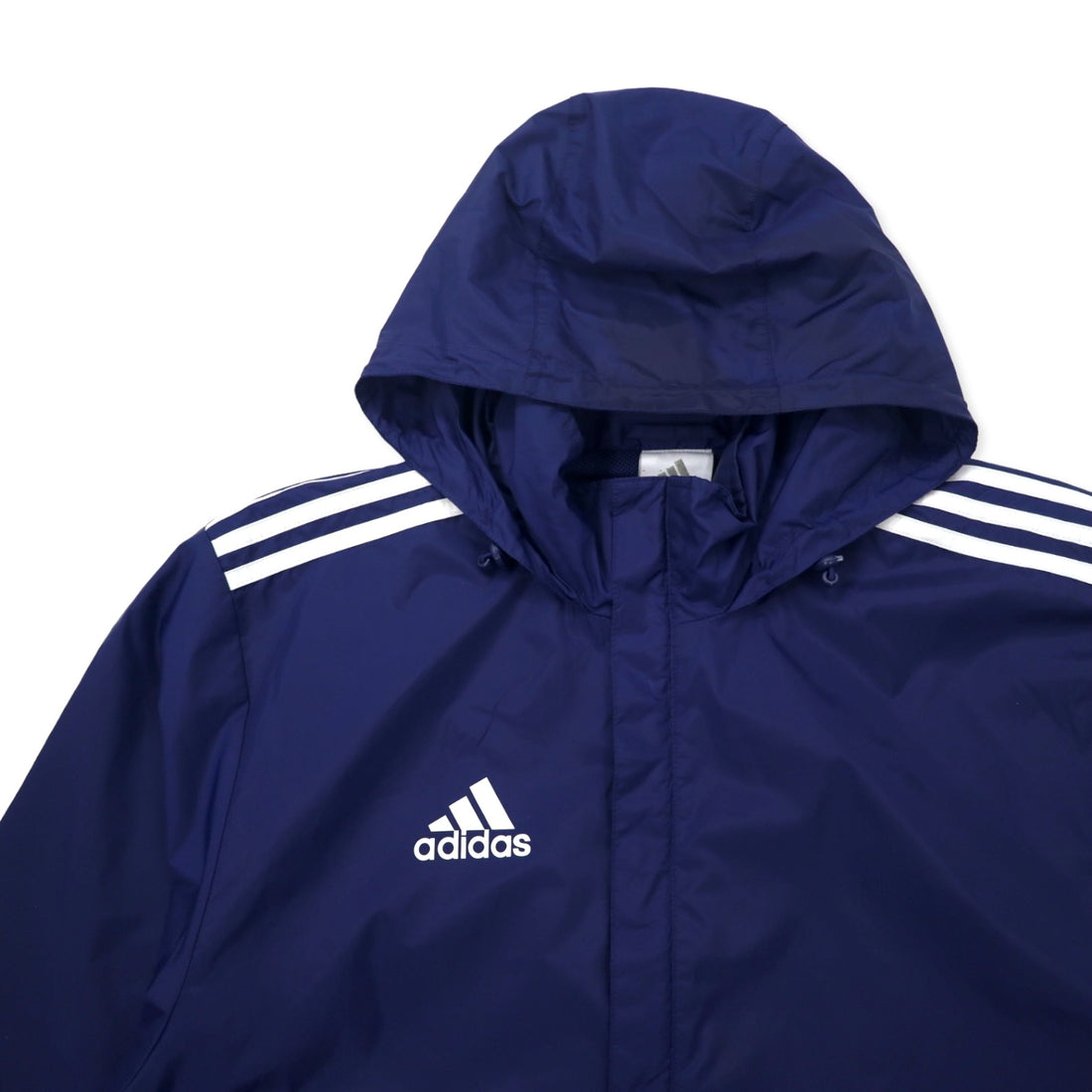 adidas Track Jacket Shell Parka Jersey L Navy Polyester Water Repellent Mesh Liner 3 Stripes