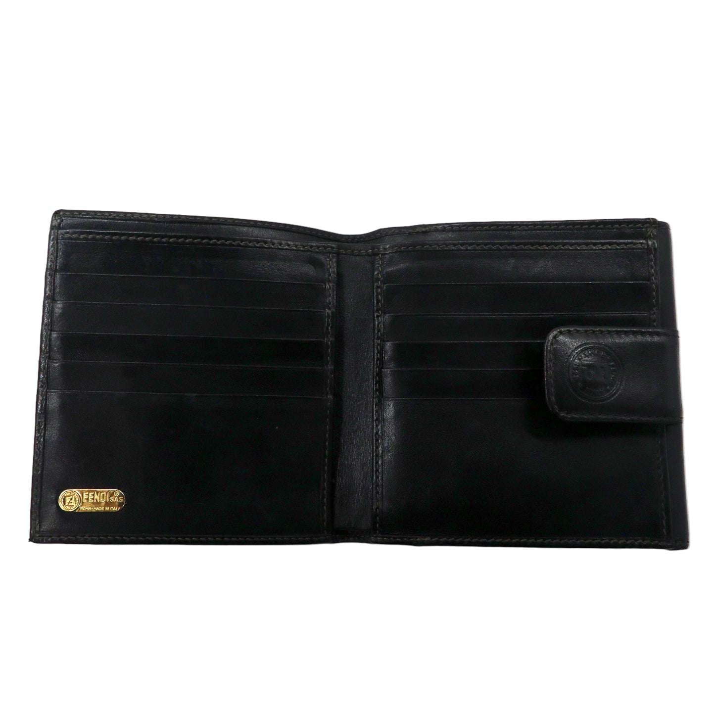 FENDI FOLDING WALLET Compact Wallet Pecan Pattern Black KHAKI