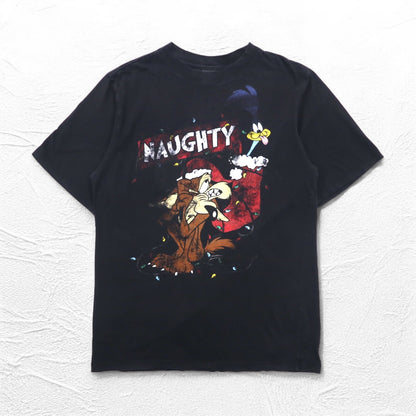 Warner Bros. ルーニー・テューンズ LOONEY TUNES アニメ キャラクター プリント Tシャツ L ブラック NAUGHTY