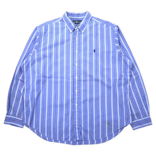 Ralph Lauren ボタンダウンシャツ XXL ブルー ストライプ コットン CLASSIC FIT スモールポニー刺繍 ビッグサイズ