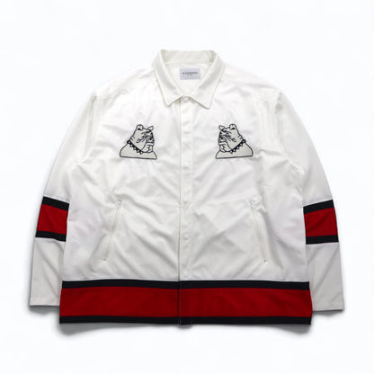 BLACKWEIRDOS ポリエステルシャツ ジャケット ジャージ FREE ホワイト ワッペン スナップボタン