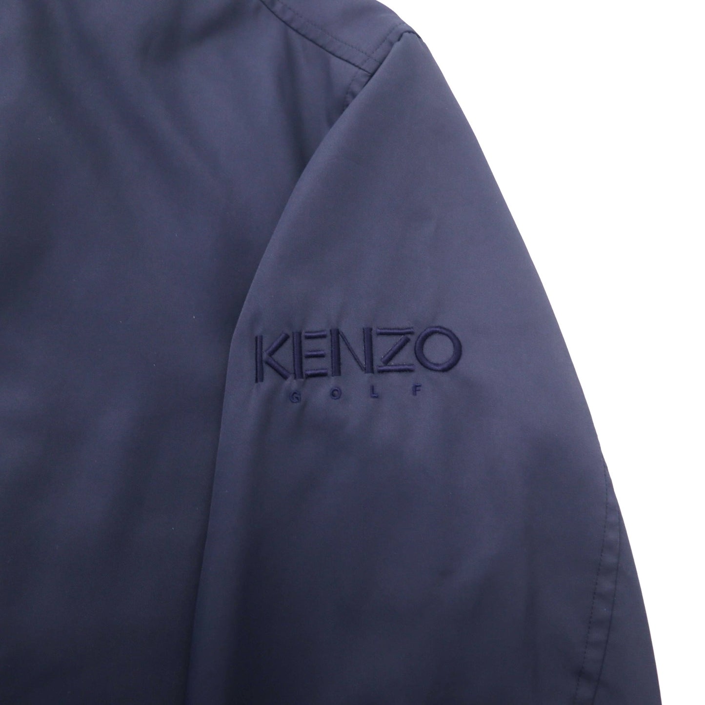 KENZO GOLF 90年代 ステンカラーコート 3 ネイビー ポリエステル 中綿ライナー着脱式 ロゴ刺繍