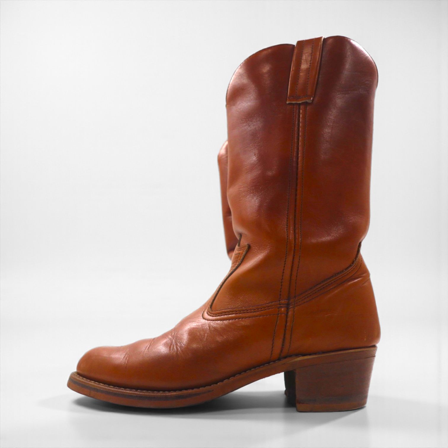 90s USA Vintage Western Boots ウエスタンブーツ ペコスブーツ 26cm レザー ローパー カービングステッチ 701160 USA製 90年代