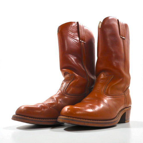 90s USA Vintage Western Boots ウエスタンブーツ ペコスブーツ 26cm レザー ローパー カービングステッチ 701160 USA製 90年代