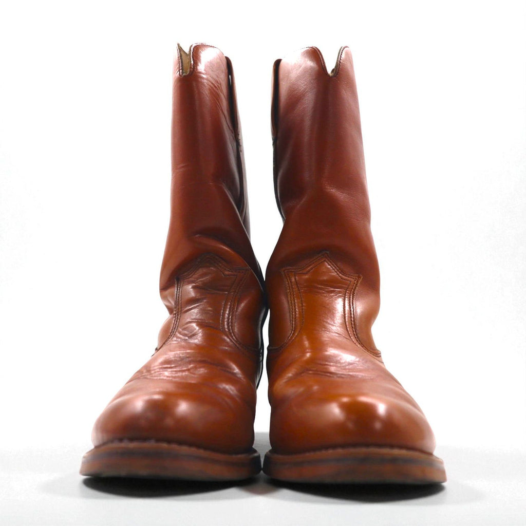90s USA Vintage Western Boots ウエスタンブーツ ペコスブーツ 26cm レザー ローパー カービングステッチ 701160 USA製 90年代