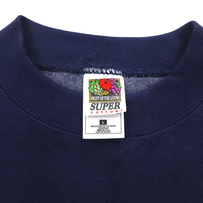 FRUIT OF THE LOOM 90年代 USA製 SUPER COTTON スウェット L ネイビー 裏起毛 SKYJACK ワンポイント刺繍