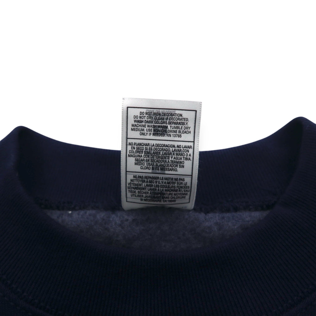 FRUIT OF THE LOOM 90s USA made SUPER COTTON sweatshirt L Navy Fleece lining SKYJACK One point embroidery