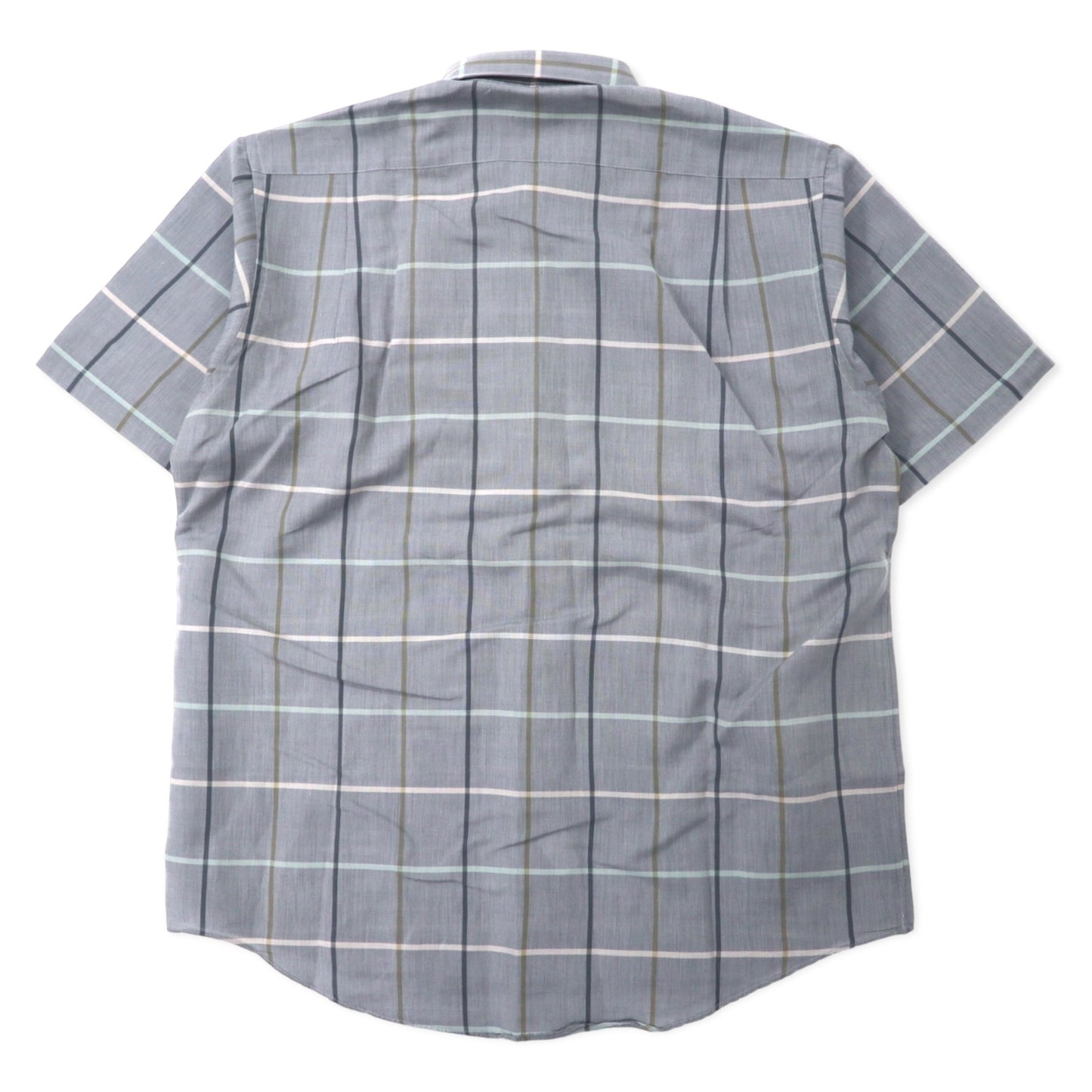 Burberrys ウィンドウペンチェック 半袖 ドレスシャツ L グレー リネン コットン 日本製
