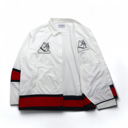 BLACKWEIRDOS ポリエステルシャツ ジャケット ジャージ FREE ホワイト ワッペン スナップボタン