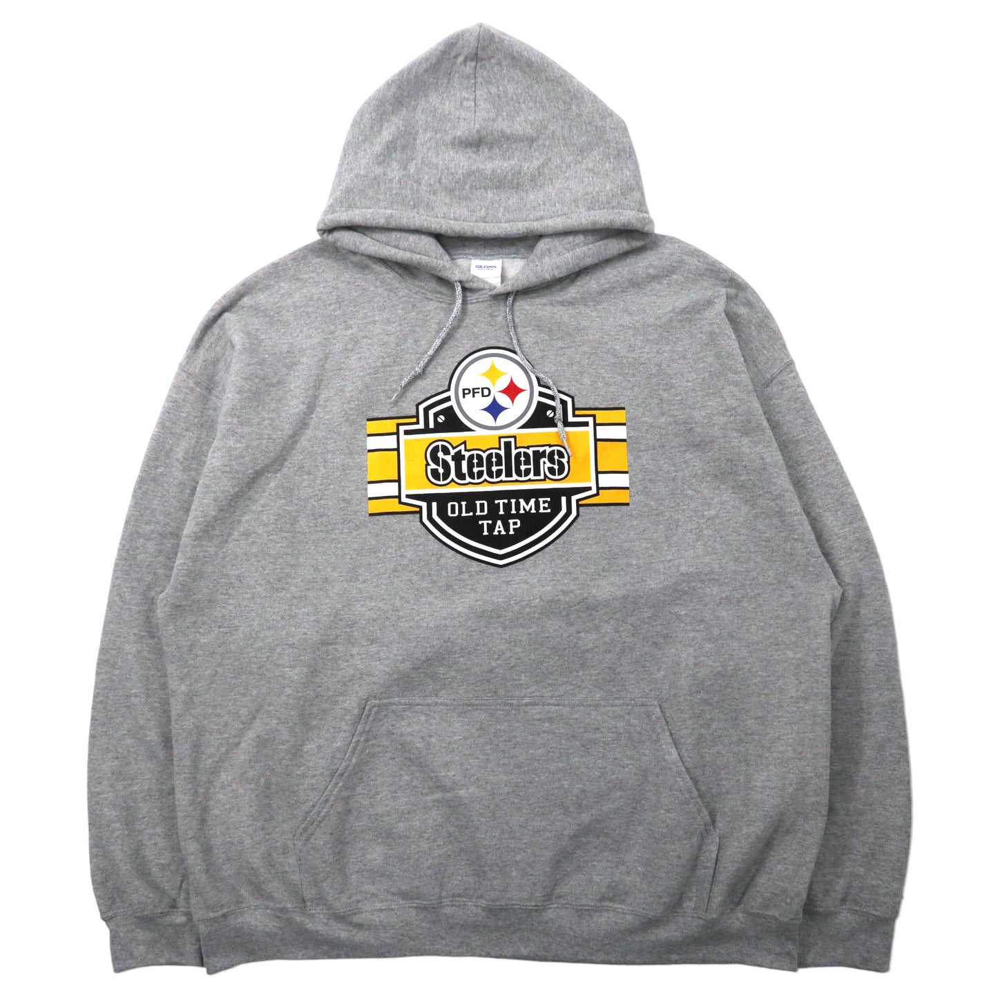 NFL Pittsburgh Steelers ビッグサイズ プリントパーカー 2XL グレー コットン 裏起毛 GILDANボディ