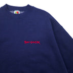 FRUIT OF THE LOOM 90s USA made SUPER COTTON sweatshirt L Navy Fleece lining SKYJACK One point embroidery