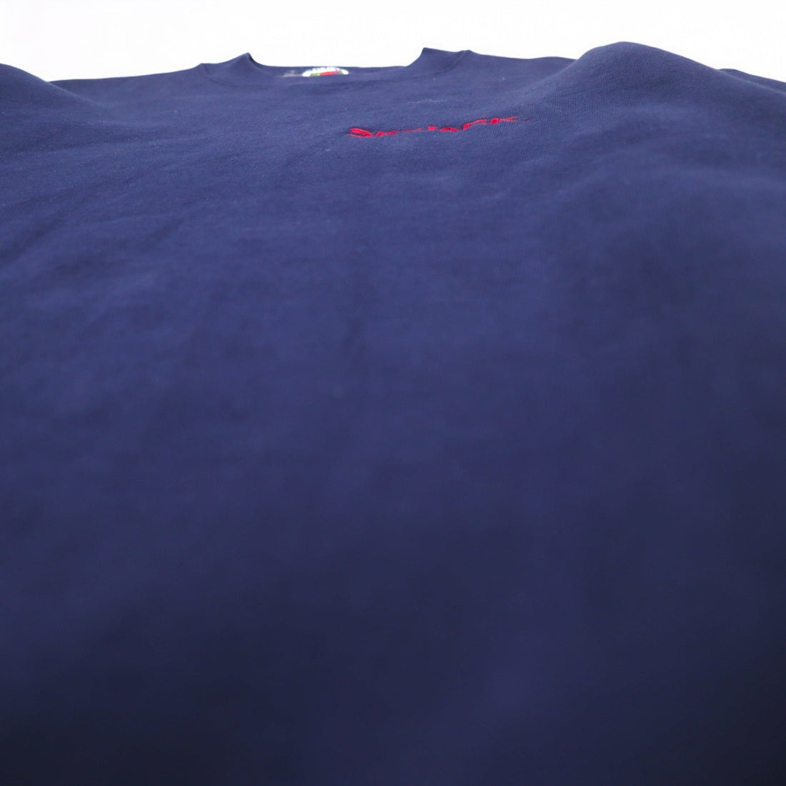 FRUIT OF THE LOOM 90s USA made SUPER COTTON sweatshirt L Navy Fleece lining SKYJACK One point embroidery