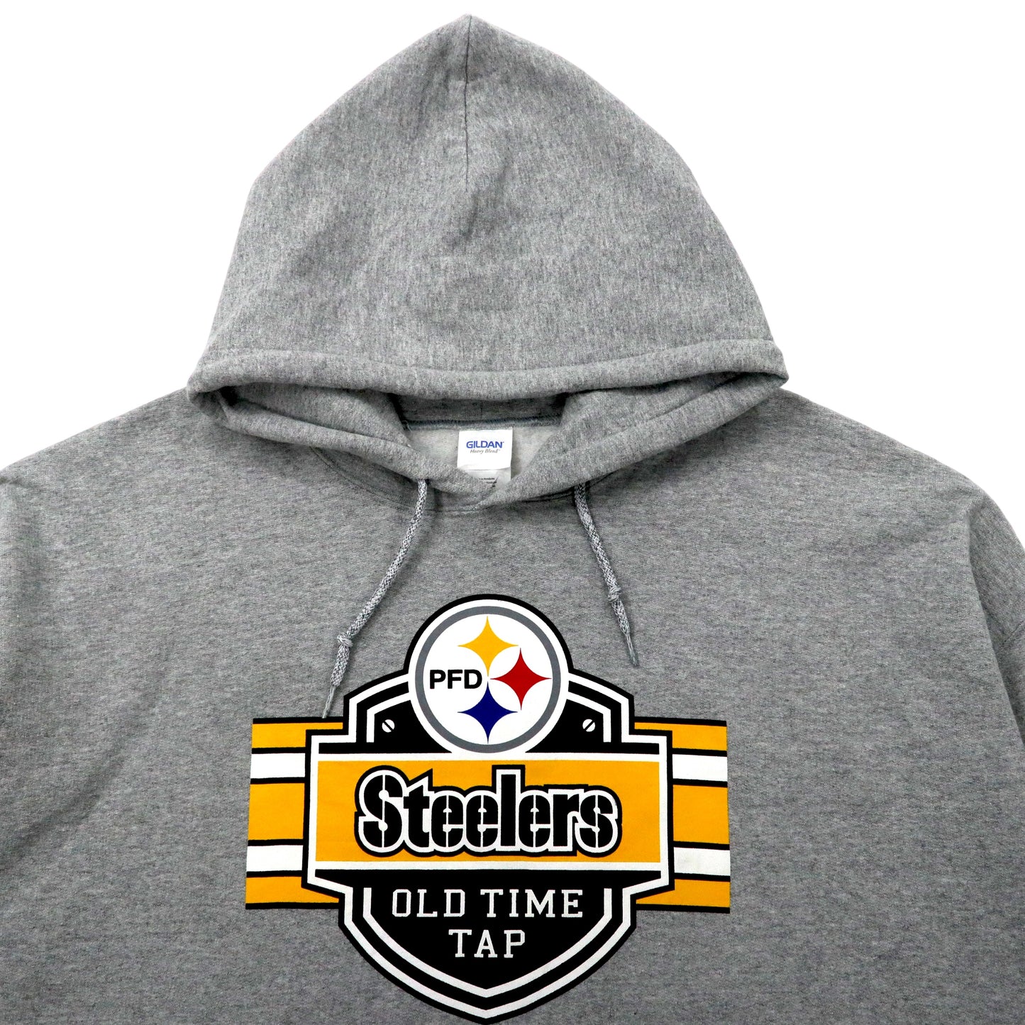 NFL Pittsburgh Steelers ビッグサイズ プリントパーカー 2XL グレー コットン 裏起毛 GILDANボディ