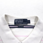 Polo by Ralph Lauren 90s Striped Polo Shirt L White Pique Small Pony Embroidery