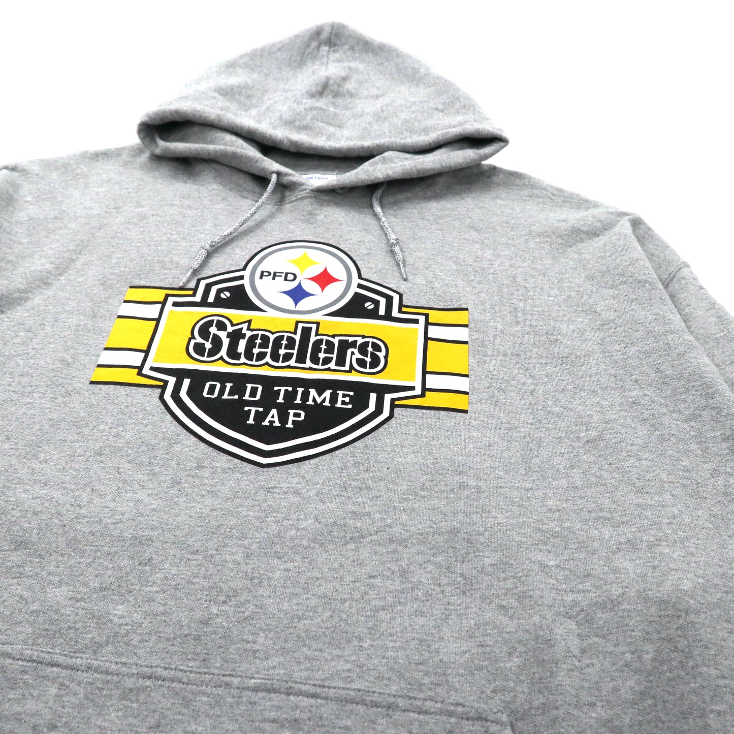 NFL Pittsburgh Steelers ビッグサイズ プリントパーカー 2XL グレー コットン 裏起毛 GILDANボディ