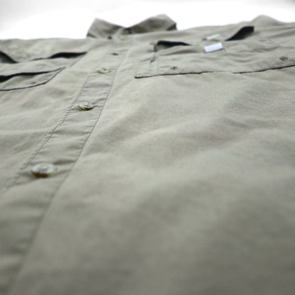 Columbia PFG バハマ 半袖 フィッシング シャツ L カーキ コットン ユーティリティ マルチポケット FM7130