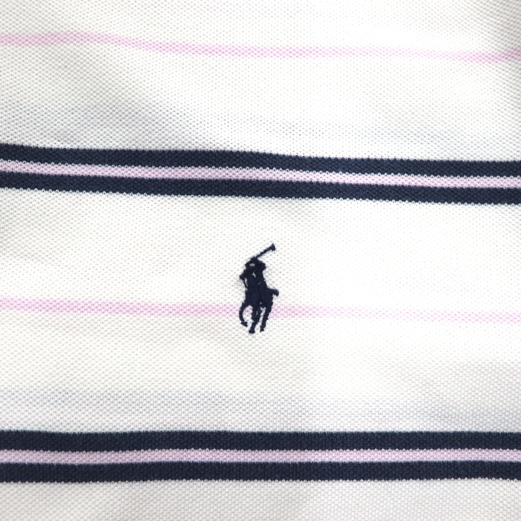 Polo by Ralph Lauren 90s Striped Polo Shirt L White Pique Small Pony Embroidery