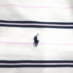 Polo by Ralph Lauren 90s Striped Polo Shirt L White Pique Small Pony Embroidery