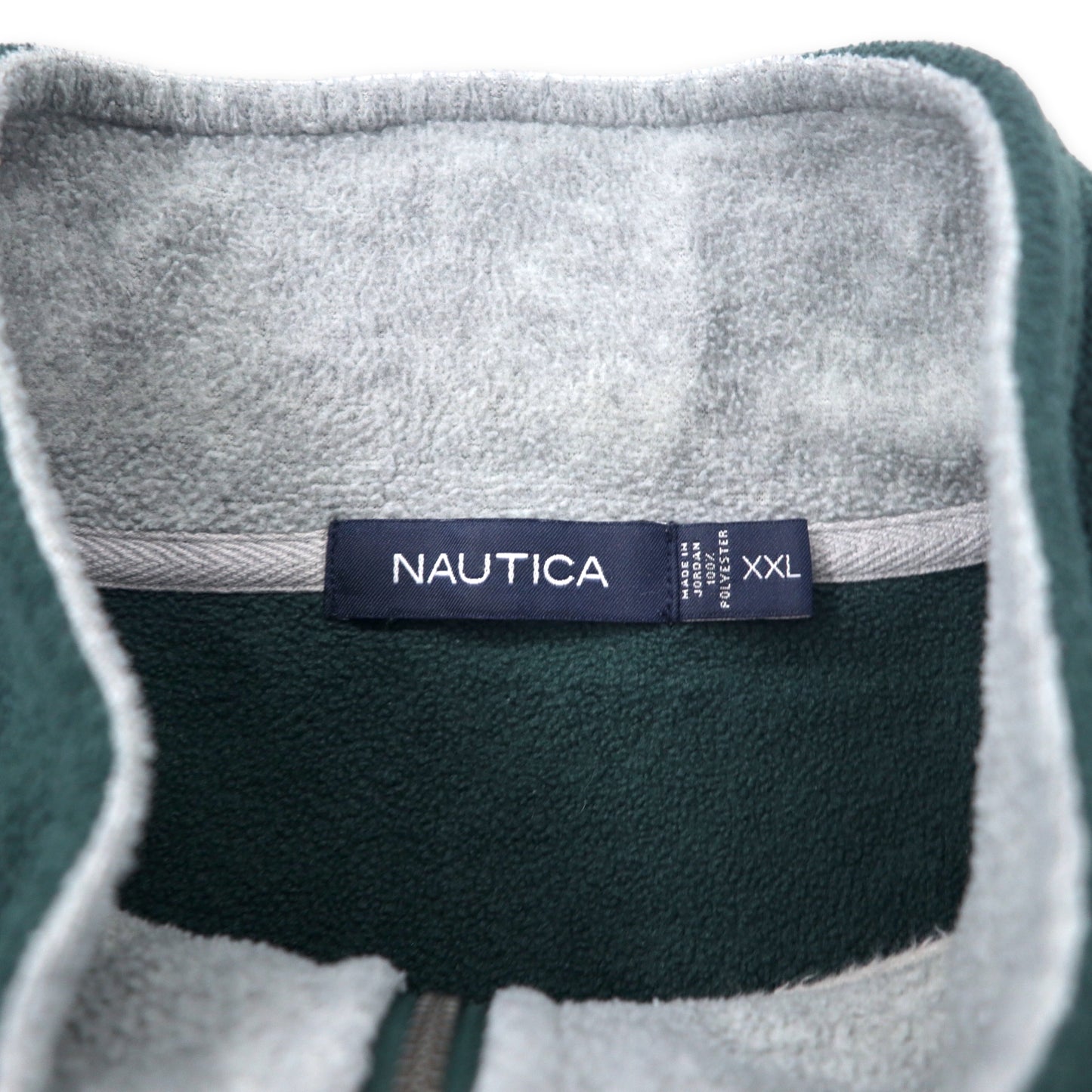 NAUTICA ハーフジップ フリースジャケット XXL グレー ポリエステル ワンポイントロゴ刺繍 ビッグサイズ ヨルダン製